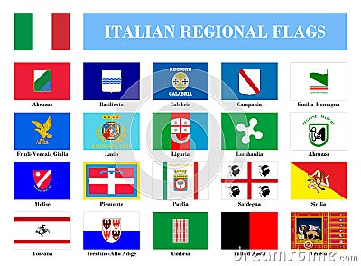 Italian regional flags Vector Illustration