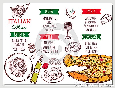 Italian Restaurant Menu Vector Illustration