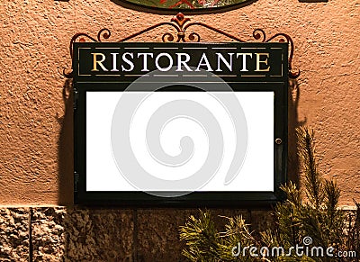 Italian Resturant Outside Menu Mockup Stock Photo