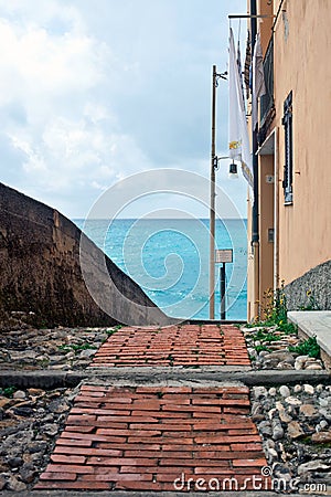 Italian Riviera alley Stock Photo