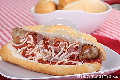 Italian Sausage Sandwich Stock Photo