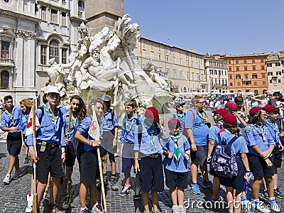 Italian Scouts in Rome Editorial Stock Photo