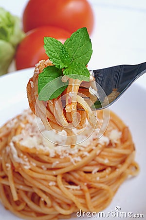 Italian spaghetti with cheese Stock Photo