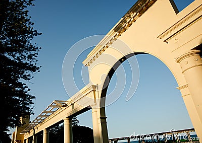 Italian style architecture, colonnade. Stock Photo