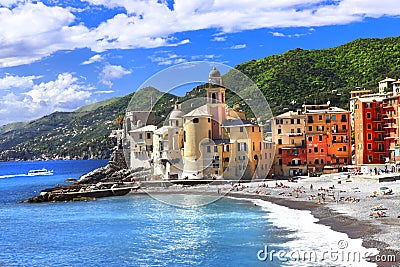 Coastal town Camogli in Liguria, Italy Editorial Stock Photo