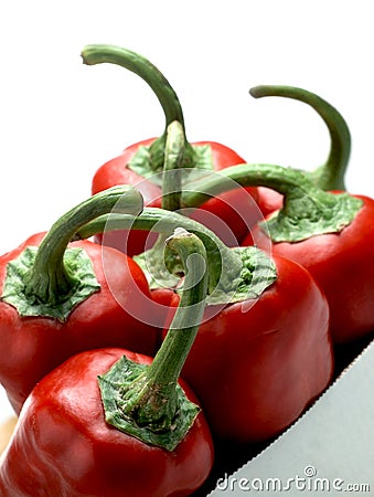 Italian sweet peppers on white background Stock Photo