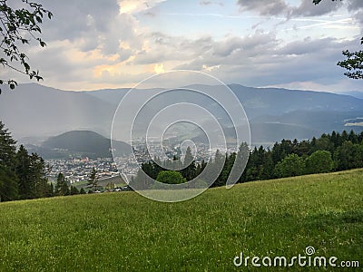 Bruneck Brunico from above Stock Photo