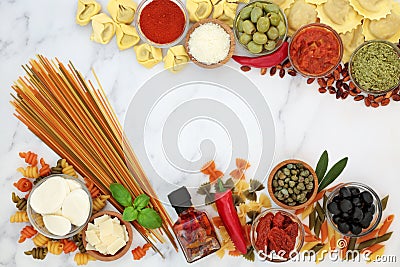 Italian Vegetarian Healthy Food Border Stock Photo