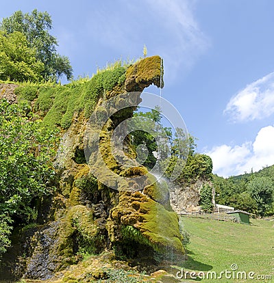 italian waterfalls emilia romagna bologna labante cave moss water drops Stock Photo