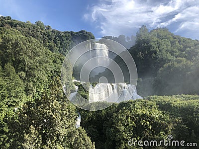 Italian Waterfalls in Umbria region Marmore falls Stock Photo