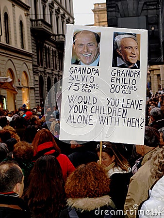 Italian women against Prime Minister Berlusconi Editorial Stock Photo
