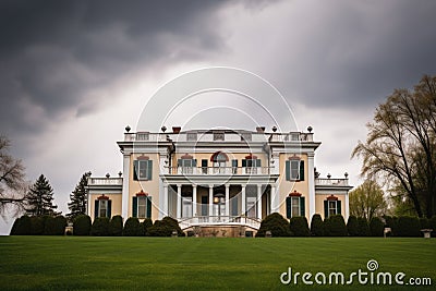 italianate house with belvedere in the cloudy weather Stock Photo