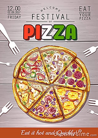 Italiano Pizza poster background Vector Illustration
