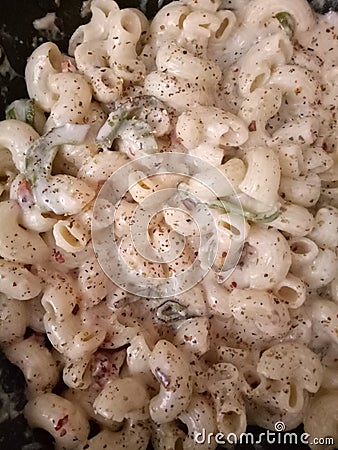 Italians one of the favourite food white Souce pasta. Stock Photo