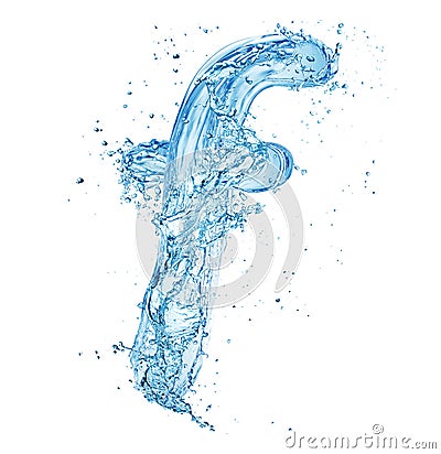 Water splash letter f italic type Stock Photo