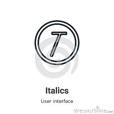 Italics outline vector icon. Thin line black italics icon, flat vector simple element illustration from editable user interface Vector Illustration
