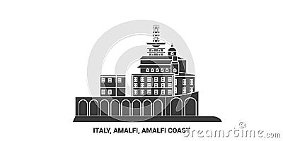 Italy, Amalfi, Amalfi Coast travel landmark vector illustration Vector Illustration