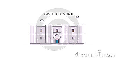 Italy, Apulia, Castel Del Monte tourism landmarks, vector city travel illustration Vector Illustration