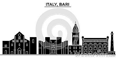 Italy, Bari architecture vector city skyline, travel cityscape with landmarks, buildings, isolated sights on background Vector Illustration
