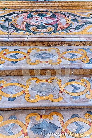 Italy. Bari. Church of San Giacomo, 12th - 18th century. Interior. Baroque decorations Editorial Stock Photo