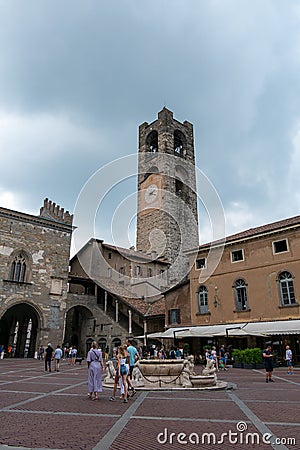 Italy, Bergamo, Campanone, the municipal tower Editorial Stock Photo