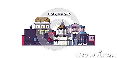 Italy, Brescia tourism landmarks, vector city travel illustration Vector Illustration