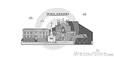 Italy, Catania city skyline isolated vector illustration, icons Vector Illustration