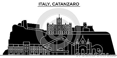 Italy, Catanzaro architecture vector city skyline, travel cityscape with landmarks, buildings, isolated sights on Vector Illustration