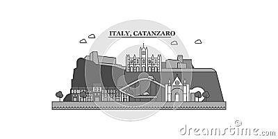 Italy, Catanzaro city skyline isolated vector illustration, icons Vector Illustration