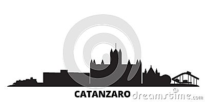 Italy, Catanzaro city skyline isolated vector illustration. Italy, Catanzaro travel black cityscape Vector Illustration
