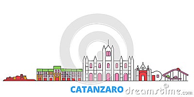 Italy, Catanzaro line cityscape, flat vector. Travel city landmark, oultine illustration, line world icons Vector Illustration