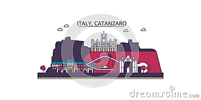 Italy, Catanzaro tourism landmarks, vector city travel illustration Vector Illustration