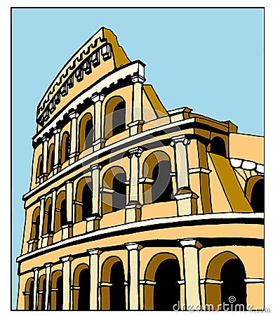 Italy Colosseum vector drawing of a hands Vector Illustration