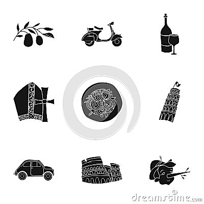 Italy country set icons in black style. Big collection of Italy country vector symbol Vector Illustration