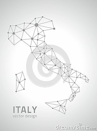 Italy dot grey vector contour triangle trendy map Vector Illustration