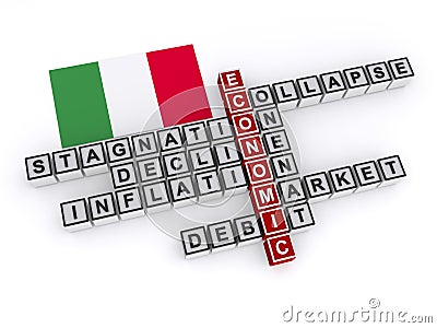 Italy economic collapse word block on white Stock Photo