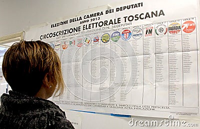 Italy elections ballots Editorial Stock Photo