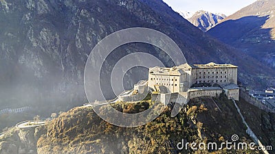 Italy .Famous medieval castles of valle d'Aosta - impressive Bard fort Stock Photo