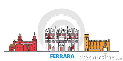 Italy, Ferrara line cityscape, flat vector. Travel city landmark, oultine illustration, line world icons Vector Illustration
