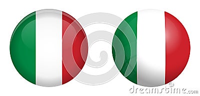 Italy flag under 3d dome button and on glossy sphere / ball Vector Illustration