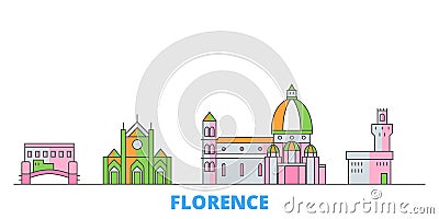 Italy, Florence City line cityscape, flat vector. Travel city landmark, oultine illustration, line world icons Vector Illustration
