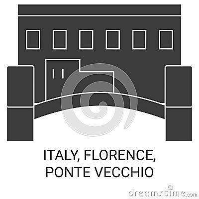 Italy, Florence, Ponte Vecchio travel landmark vector illustration Vector Illustration