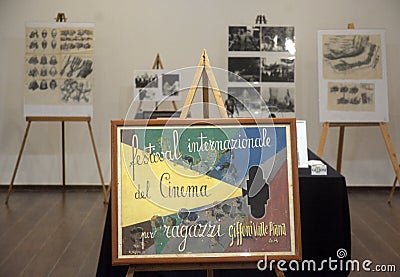 Italy : Giffoni Film Festival`s exhibition historical archive Editorial Stock Photo