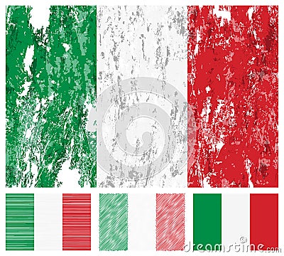 Italy grunge flag set Vector Illustration