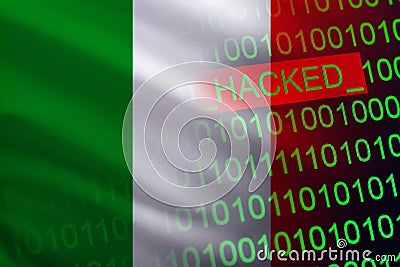 Italy hacked state security. Cyberattack on the financial and banking structure. Theft of secret information Stock Photo