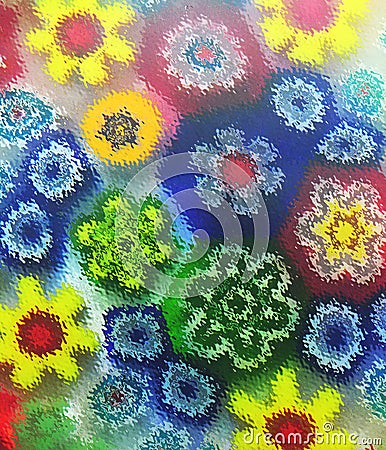 Italy Heritage Italian Murano Mosaic Beads Glass Making Millefiori Mille Fiori Thousand Flowers Colorful Collage Glassware Crafts Stock Photo