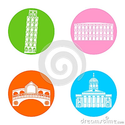 Italy icons set Vector Illustration