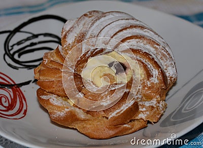 Italy : Italian pastry traditional for Saint Joseph's Day,Zeppola di San Giuseppe. Editorial Stock Photo