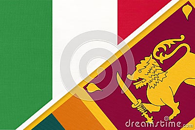 Italy and Sri Lanka, symbol of two national flags from textile. Championship between two countries Stock Photo