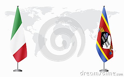 Italy and Kingdom of eSwatini - Swaziland flags for offi Vector Illustration